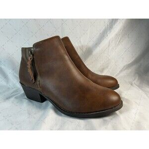 Arizona Jean Company Womens Canyon Block Heel Booties Size 9 Brown Almond Toe